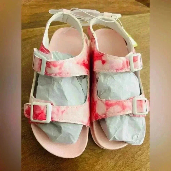 First Steps Two Bucke Footbed Tie Dye Sandal Toddler Girls size 10 - Picture 2 of 5